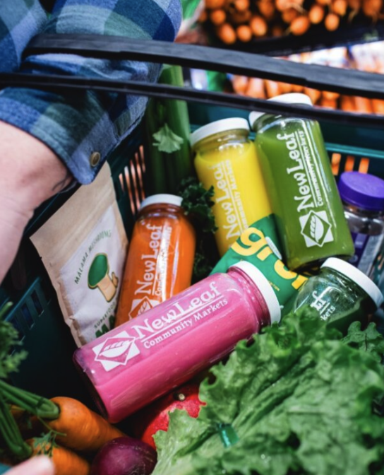 new leaf fresh juices and smoothies in glass bottles